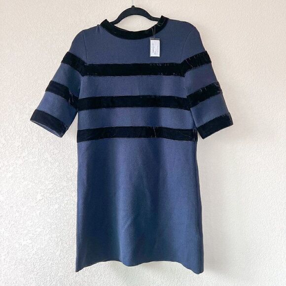 NWT! Maje Relina Velvet-stripe Jumper Dress, Size 3 (Large) - Picture 2 of 9